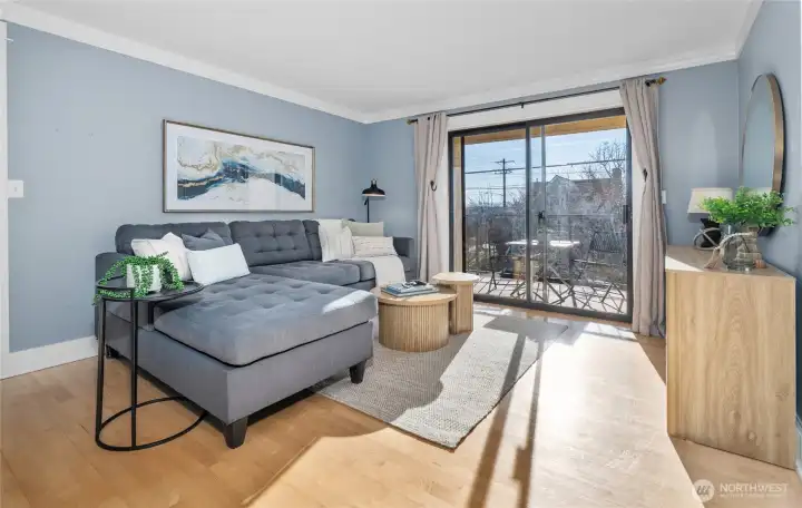 A south facing deck- bright all year long.