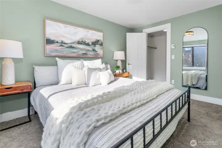 Primary comes equipped with a walk-in closet.