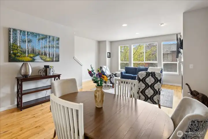 Dining and great room with ample natural light