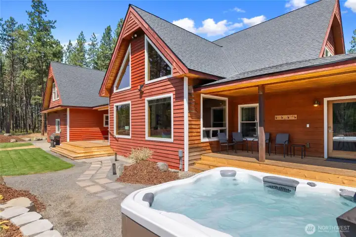 Enjoy the hot tub just outside the primary bedroom and great room—perfect for unwinding.