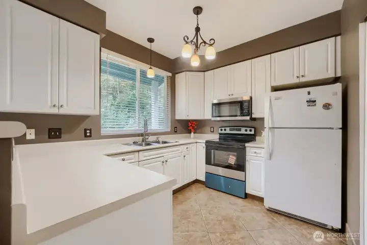 Kitchen with a new stove