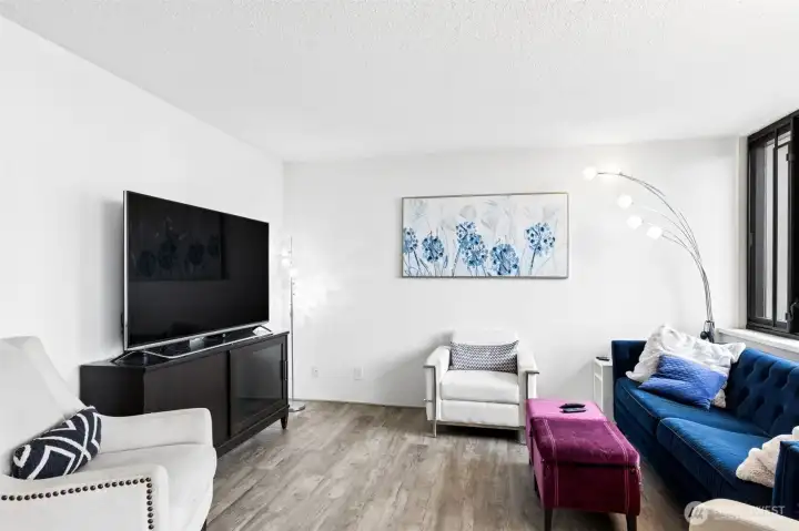 Nice sized family room with new LVP flooring & new paint. Enough room for couch and several chairs too!