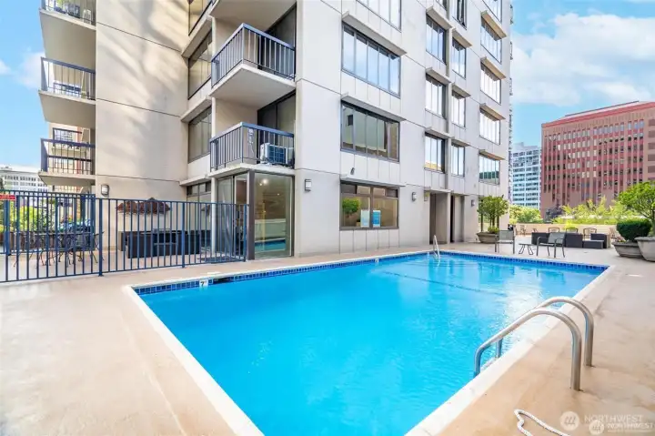 Beautiful heated pool- great place to cool off and enjoy some time outdoors.