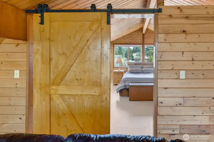 Barn Doors leading to the Primary Suite