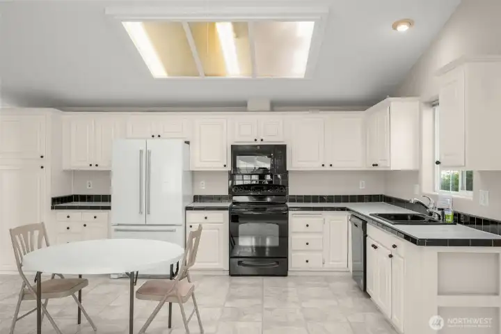 Open concept kitchen and family room.