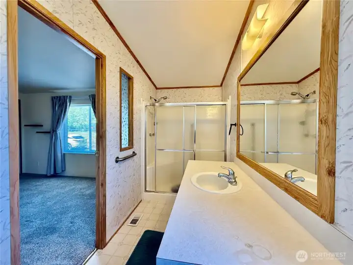 Primary bathroom with spacious shower