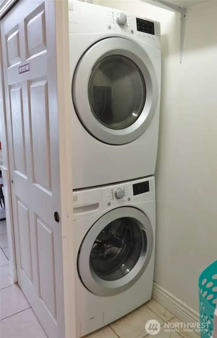 Stackable washer/dryer in the closet. Stackable washer/dryer in the closet.
