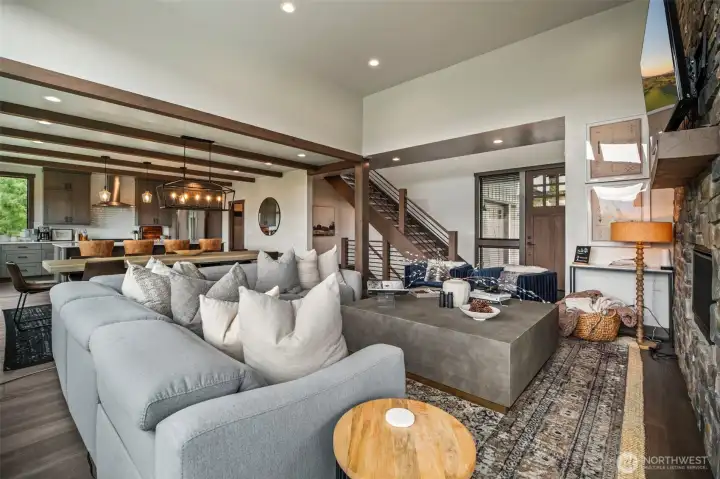 There's enough room on the sofa and on the TV screen for everyone to watch their favorite movie or TV show