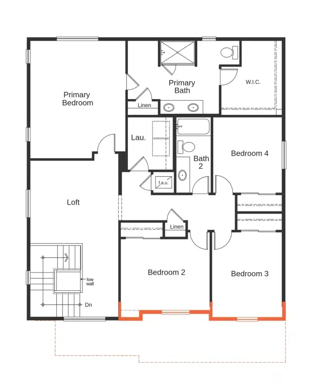 Upper floor layout of the 2565C.