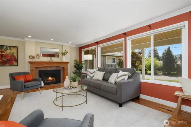 living room has south facing windows