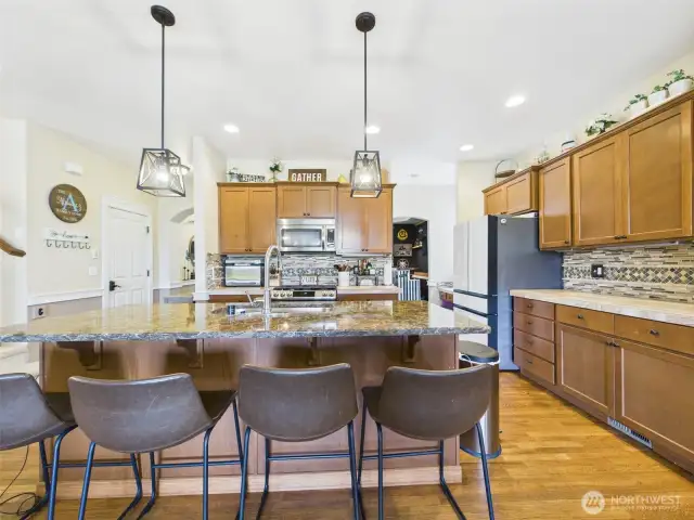 spacious kitchen with eating bar
