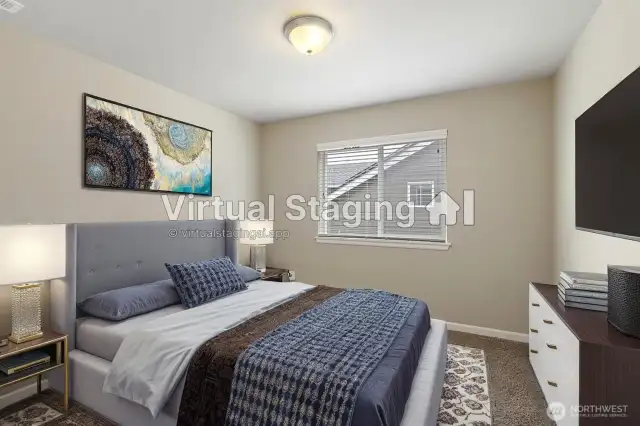 4th upstairs bedroom, virtually staged.