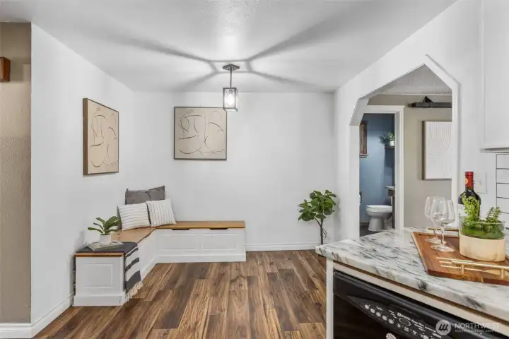 Sweet breakfast nook off kitchen