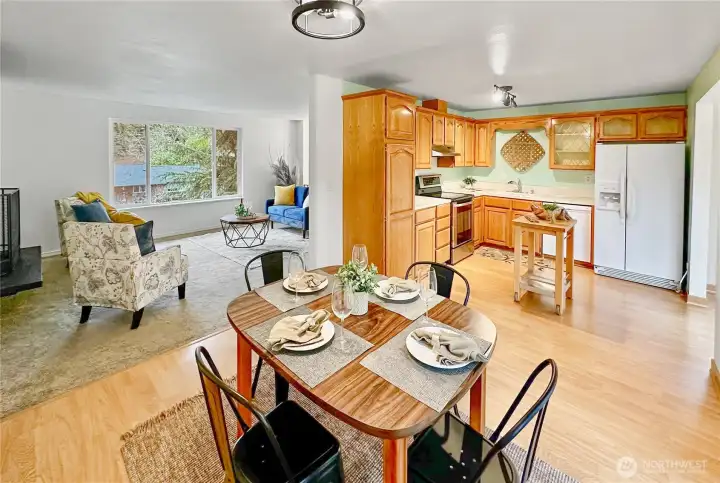 View of kitchen from dining room.