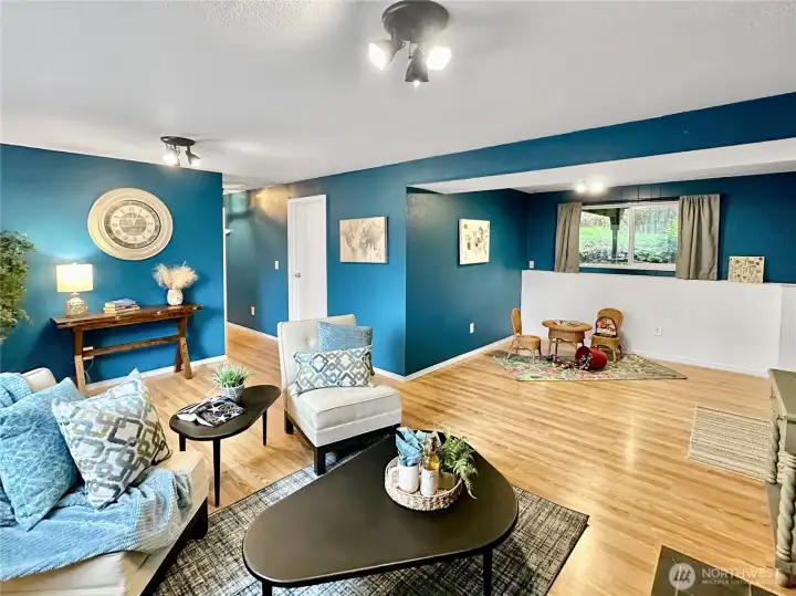 Another view of lower-level rec room, space for study or play area.