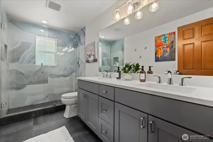 Updated Second Level Hall Bath