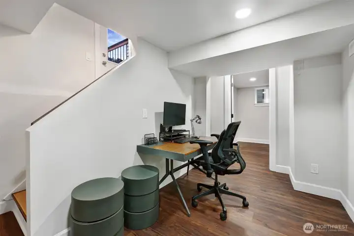 Finished lower level with office/flex space.