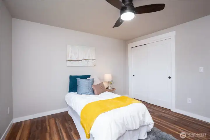 Another view of bedroom one - showing closet