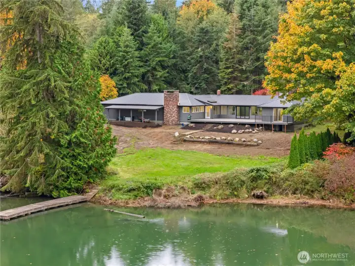185 Ft of low bank waterfront with floating dock