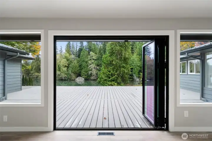 French Doors flows into large entertainment deck area