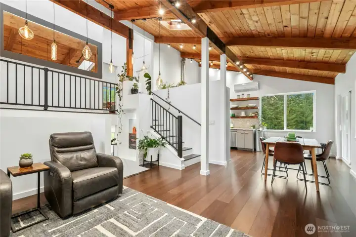 Open concept living with new floors.