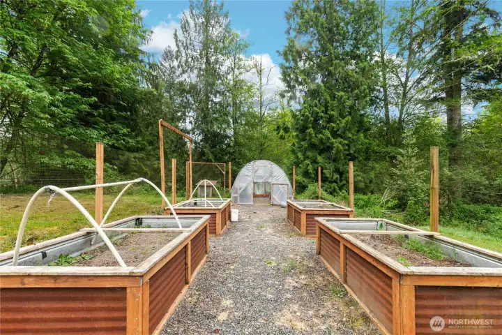 Raised garden beds ready for you to grow your own fruits and veggies!