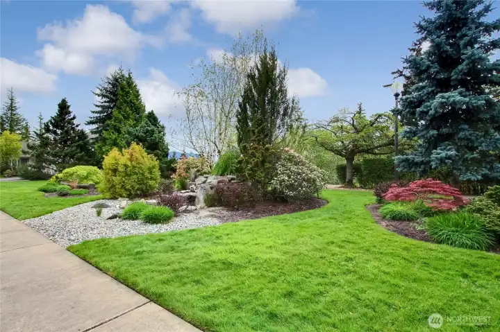 Enjoy the little community fountain and park.