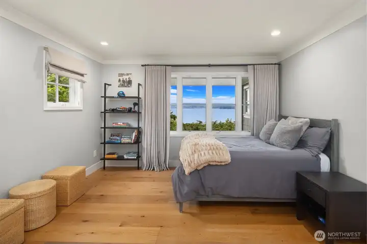Large Lower level bedroom with views.