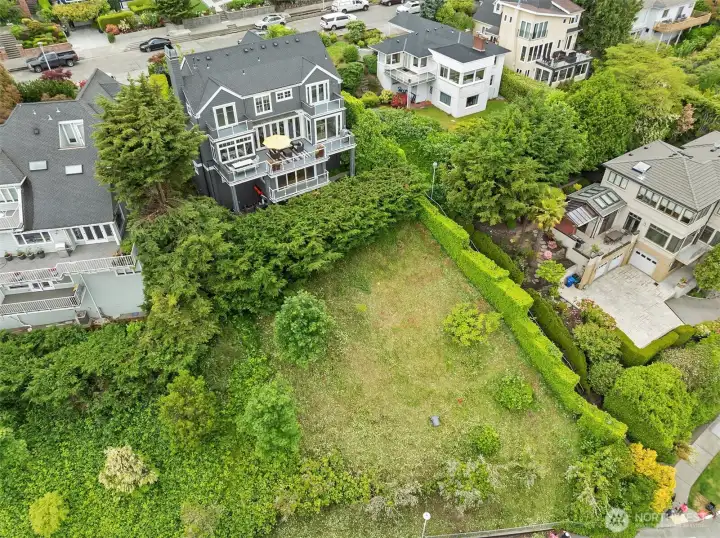 Property extends street to street allowing protected views.