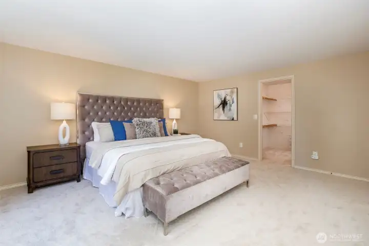 Large walk-in closet w/ organizer shelves