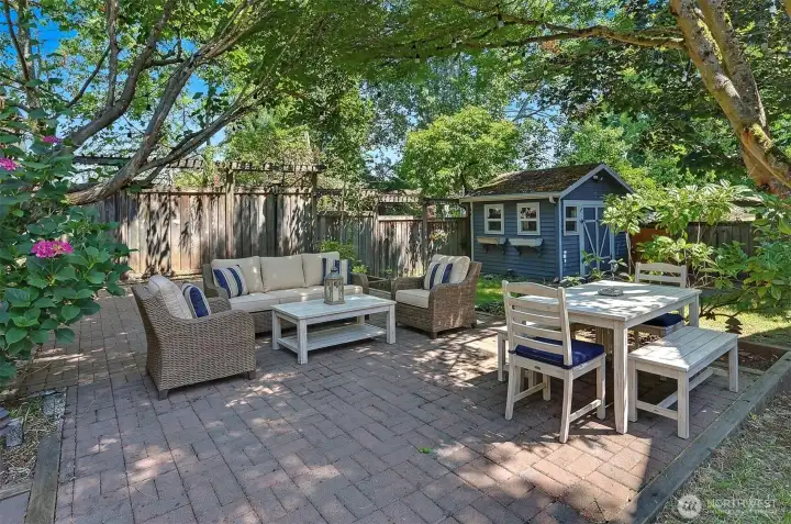 Lovely backyard.  An oasis of peace and tranquility.  Virtually Staged