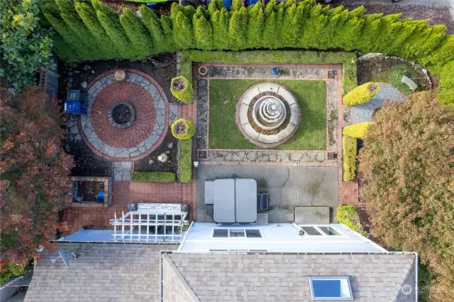 overhead look of the beautiful backyard