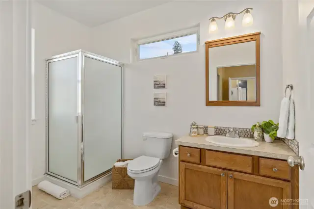 Bright and cheerful master bathroom, perfect for starting and ending your day with ease and comfort.