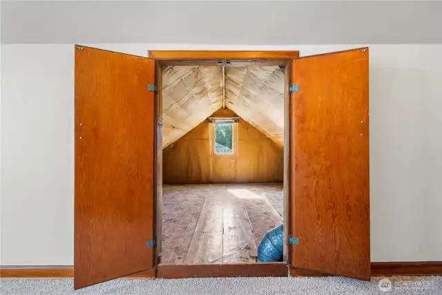 Unfinished attic space.