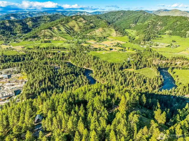 Wenatchee River Valley and Cascade Mountains.