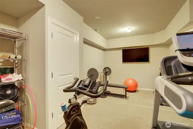 Extra finished room can be workout, craft, storage. Very flexible