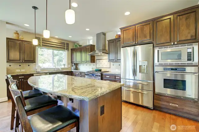 Gourmet kitchen with high end appliances and lots of storage and work space