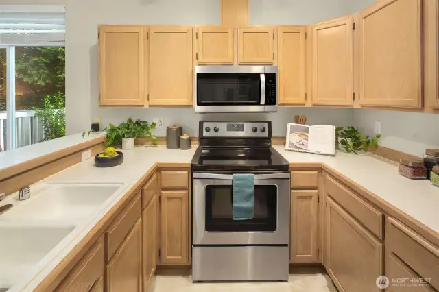 Lots of great kitchen storage and more of your stainless appliances.