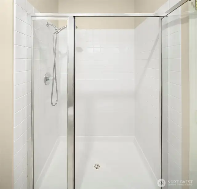 The shower in your primary bathroom.