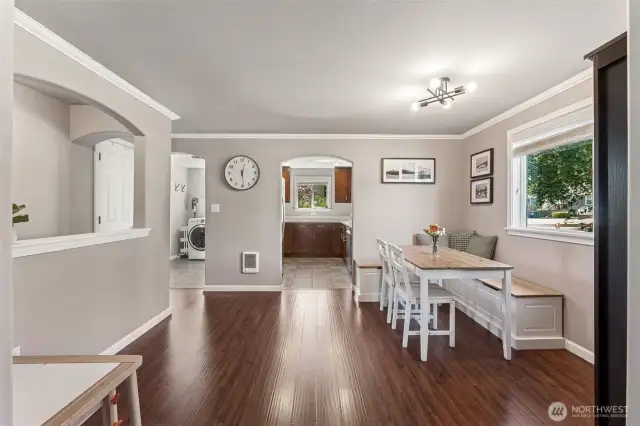 Dining, kitchen & utility room.