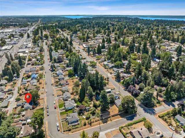 Looking south and west with Puget Sound near the top of this image.