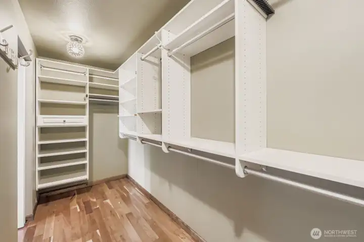 Lots of room in this custom closet with excellent organizers.