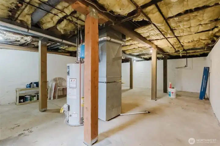 Unfinished basement/crawlspace providing easy access to mechanical systems.