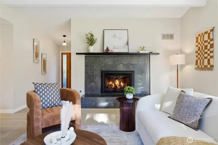 Living room with fireplace