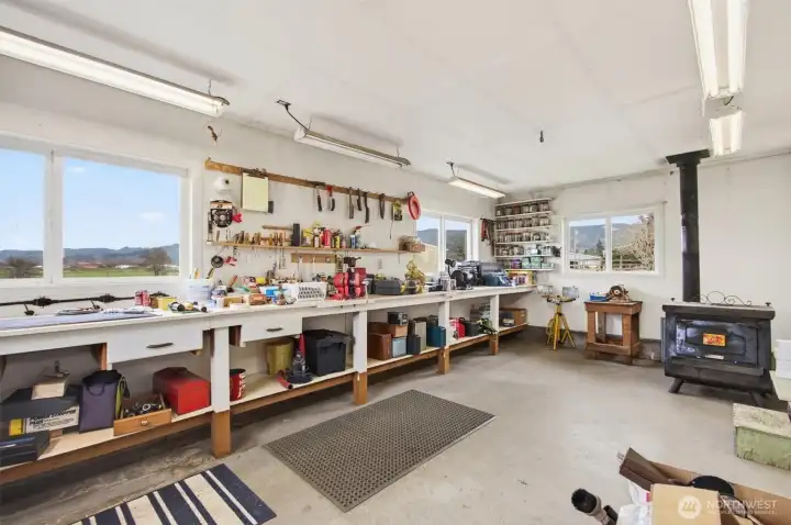 The workshop in the garage.