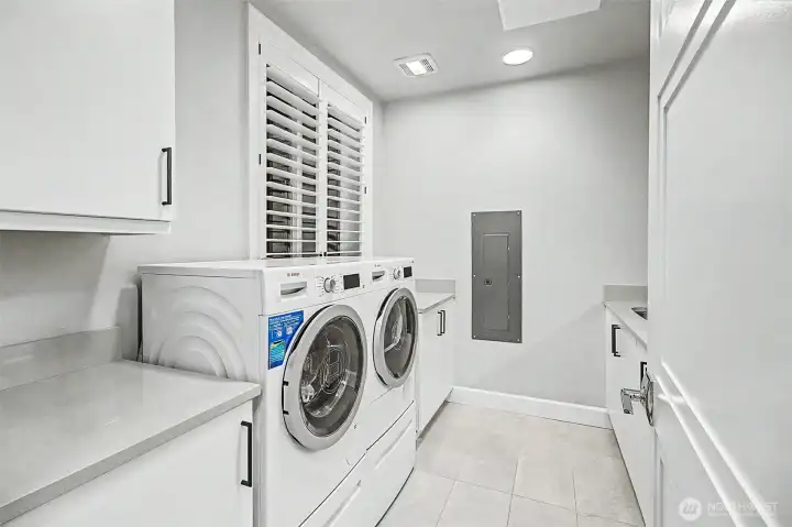 In-unit Bosch washer and dryer provide everyday convenience.