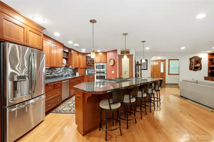 Open flow to dining and living areas.
