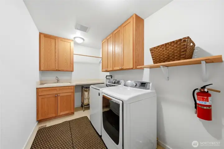 Laundry area with utility access.