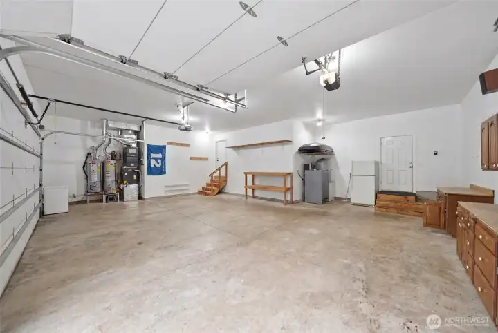 Large 3-car garage.
