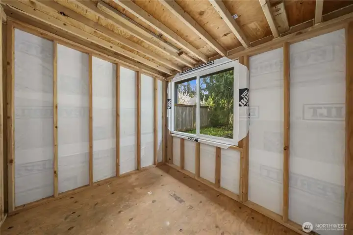 Interior of custom shed